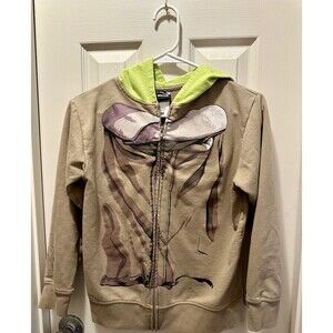 Star Wars womens tan with green Yoda ears‎ hoodie zippered sweatshirt Size M
